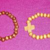 Wooden Bracelet, with simple cross, in dark and light wood.