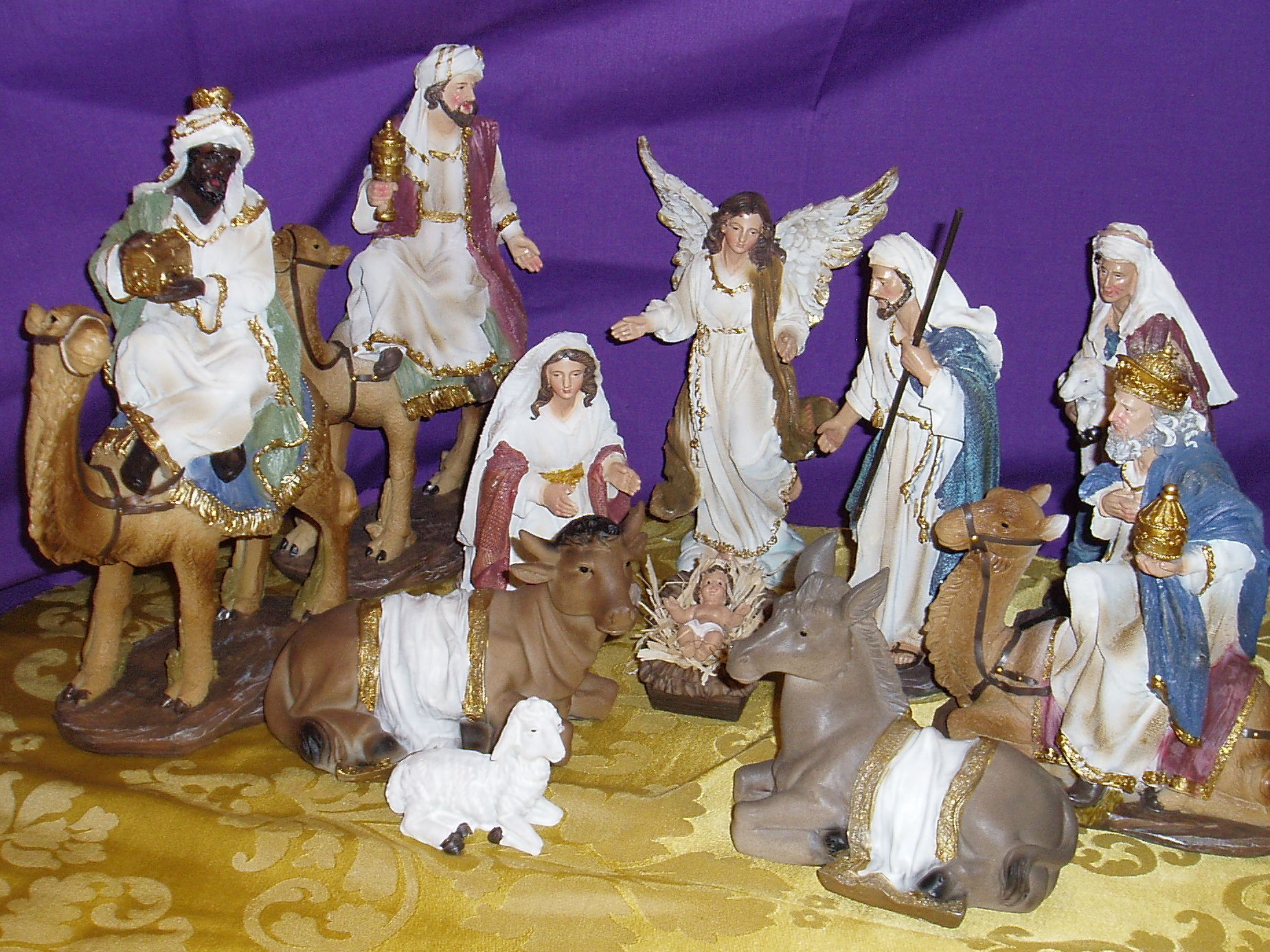 Canvas Nativity Set with Camels: 20cm.