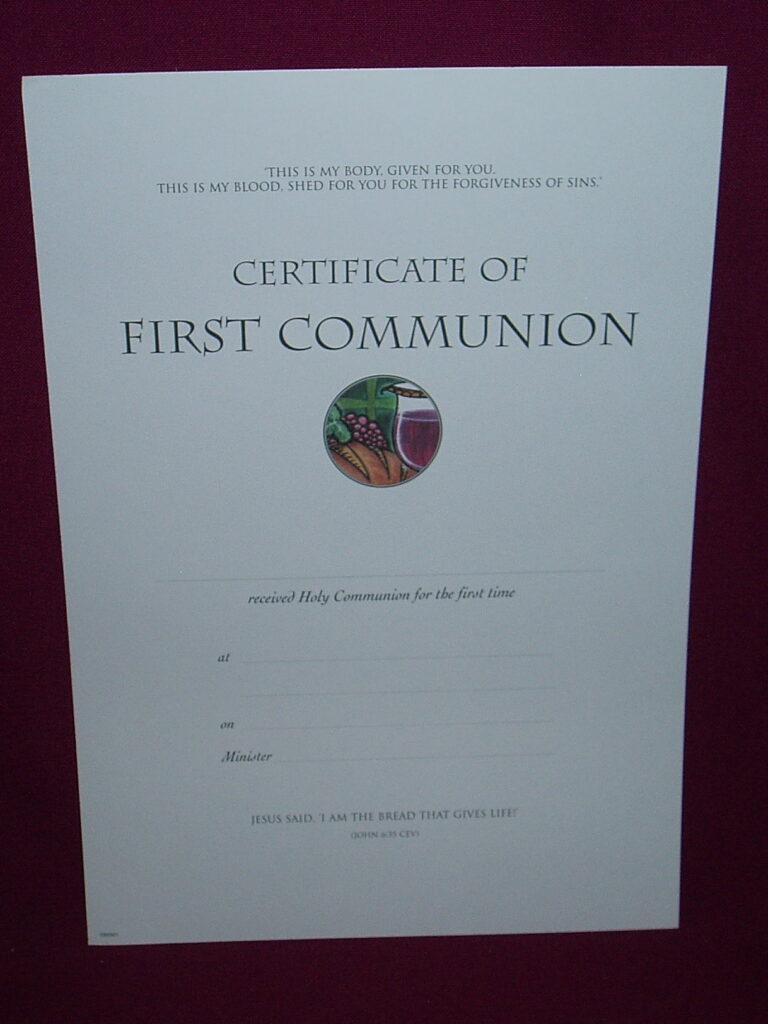 First Holy Communion Certificate Southern Cross Church Supplies