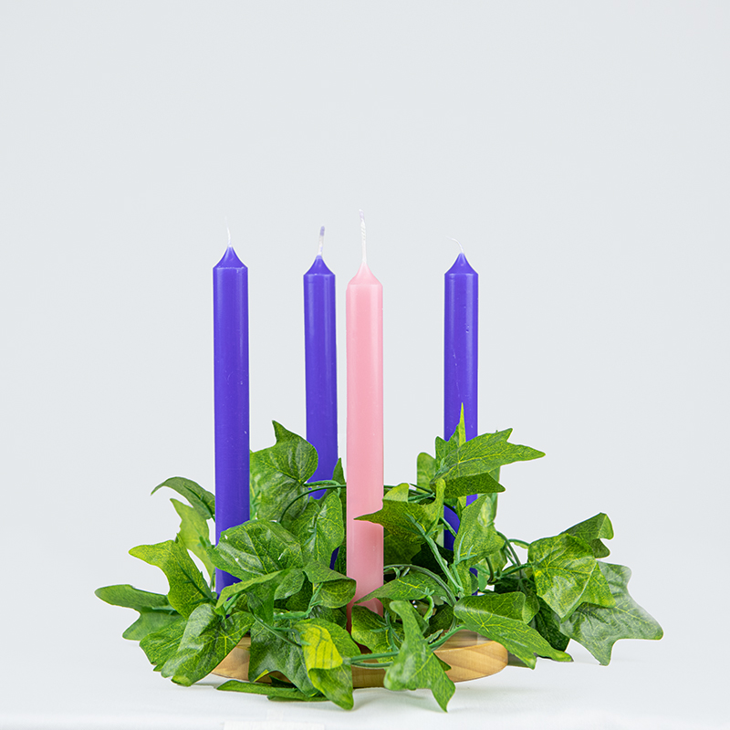 Wooden Advent Wreath with Candles: JS3