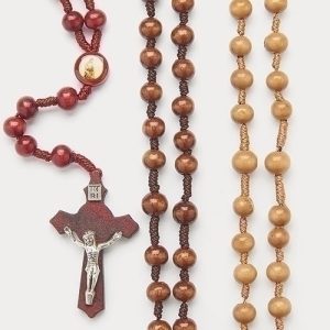 Wooden St Joseph Rosary Red or Light Brown