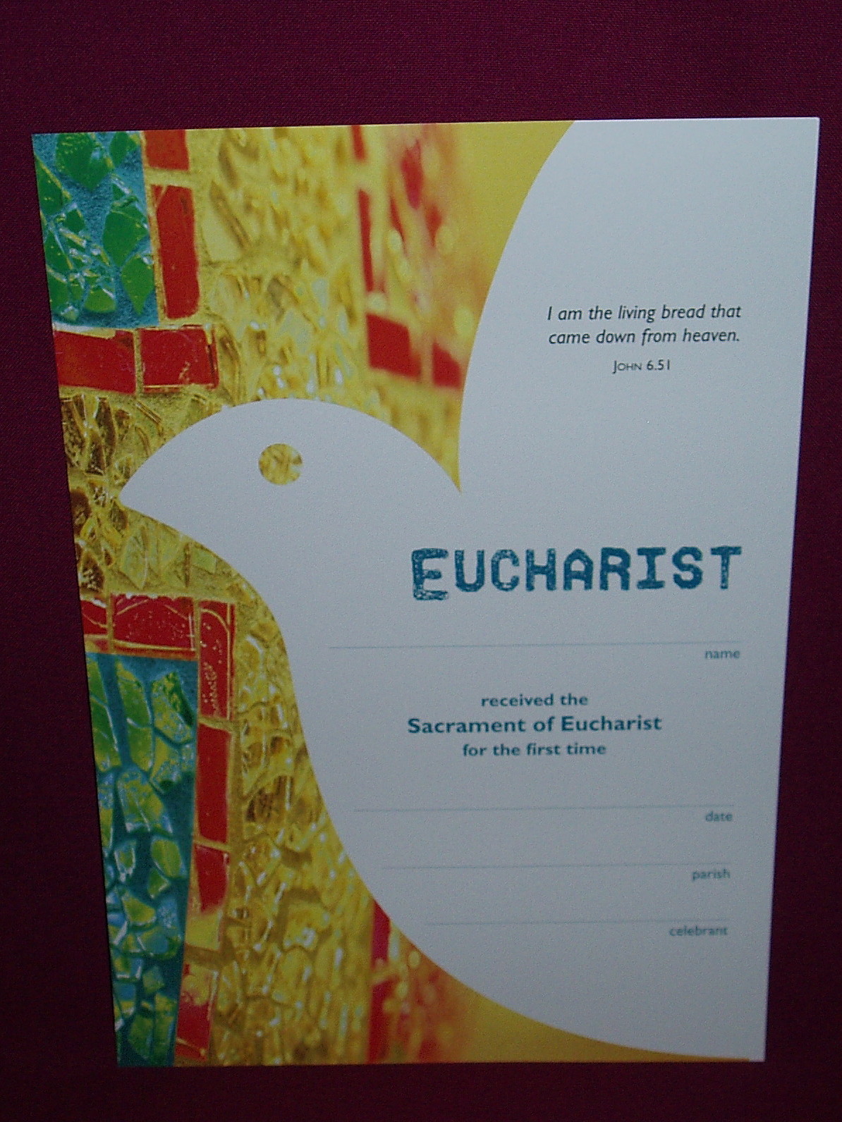 JG2893: Eucharist Certificate